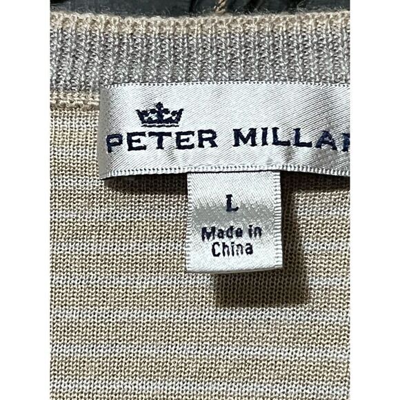 NWOT Peter Millar Tan Cashmere Pullover  Long Sleeve Golf Sweater Size Large - Picture 3 of 5